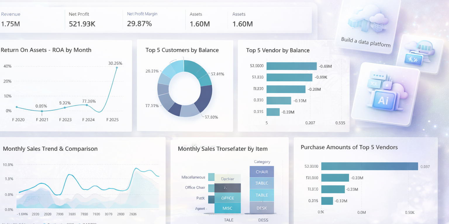Business Central Reporting & Power BI Demo Turn ERP Data into Real Insights Business Central Reporting and Power BI Dashboard Overview