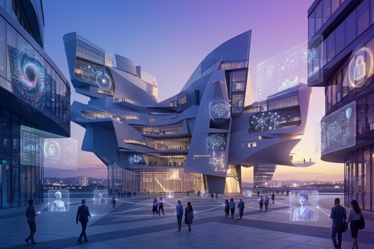 Microsoft 365 E7 blog featured image representing secure AI adoption, Copilot, agents, and frontier transformation